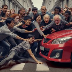 Car trying to turn right SUDDEN surrounded by people trying to s Meme Template