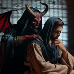 Satan seeking to inhabit apostle Judas Meme Template