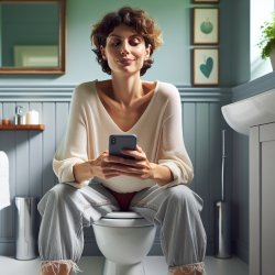 Someone sitting confidently on a toilet with phone in hand Meme Template