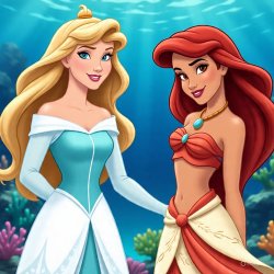 Two Different Underwater Princesses Meme Template