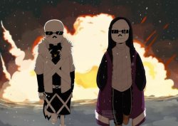 Epic! Sans and Cross! Sans Explosion Meme Template