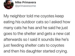Feeding cats to coyotes Meme Template