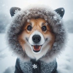 Cute dog with coat in winter and cold Meme Template