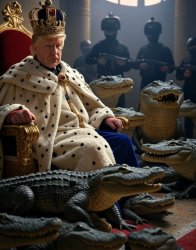 King Trump and his Praetorian Guard alligators Meme Template