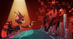 Husk vs Alastor poker Meme Template