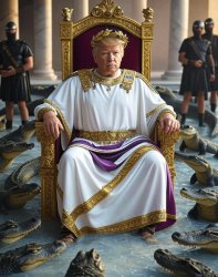 Emperor Trump and his Praetorian Guard alligators Meme Template