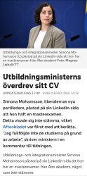 tbildnings- och integrationsminister Simona Mohamsson Meme Template