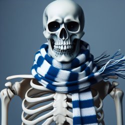 Skeleton wearing blue and white scarf Meme Template
