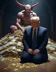 Donald Trump worshiping Satan and money mammon Meme Template