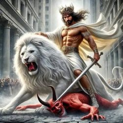 Jesus conquers Satan Meme Template