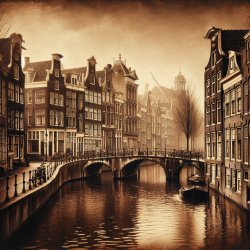 Vintage Sepia Amsterdam Meme Template