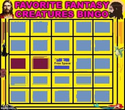 favorite fantasy creatures bingo Meme Template