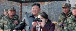 Kim Ju Ae and Kim Jong Un looking at things Meme Template