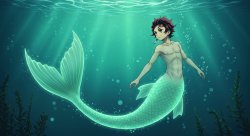 tanjiro mermaid Meme Template
