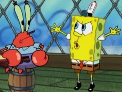 Spongebob angrily at Mr krabs Meme Template