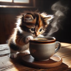 kitten drinking coffee Meme Template