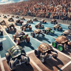 turtle on wheels race Meme Template