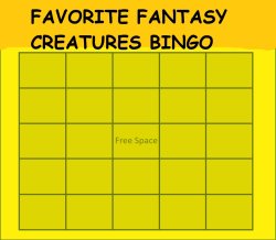 favorite fantasy creatures bingo Meme Template
