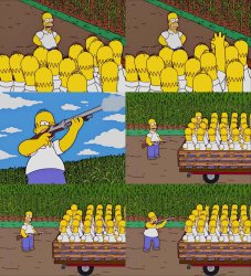Homer shoots his clones Meme Template