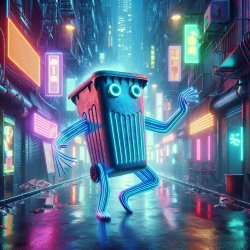 A dancing anthropomorphised wheelie bin Meme Template