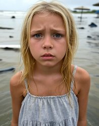 Little blond girl in flooding waters Meme Template