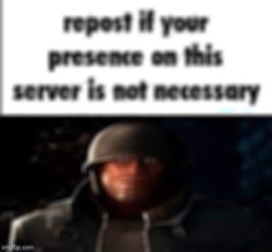 repost if your presence on this server is not necessary Meme Template