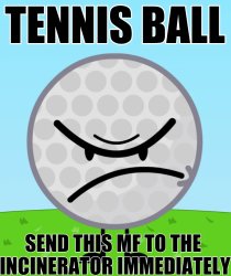 Tennis Ball, send this mf to the incinerator IMMEDIATELY Meme Template