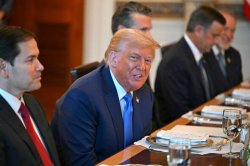 Trump at WH dinner Orange Face Meme Template