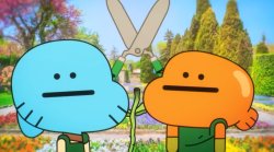 Gumball Leslie with scissors Meme Template