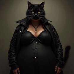 Large woman dressed as black cat Fastlane Meme Template