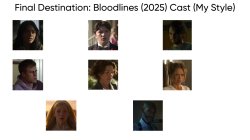 Final Destination: Bloodlines (2025) Cast (My Style) Meme Template
