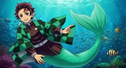 tanjiro merman Meme Template