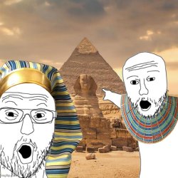 Two ancient egyptian soyjacks pointing Meme Template