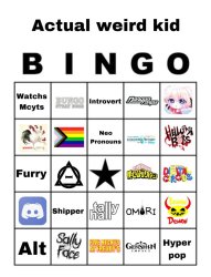 Actual Weird kid bingo Meme Template
