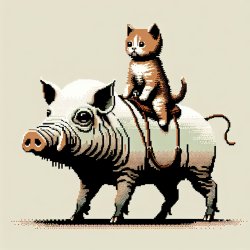 deranged kitten riding a pixelated mutant hog Meme Template
