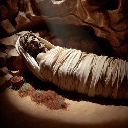 the body of Jesus, WOUND/BOUND in linen clothes with the spices Meme Template