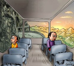 Two Guys on a Bus inverse Meme Template