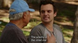 Nick Miller the enemy is the inner me Meme Template