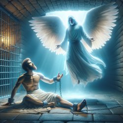 the angel of the Lord woke Peter in chains-prison,Arise up quick Meme Template