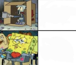 Poor Squidware Vs Rich Sponge bob Meme Template