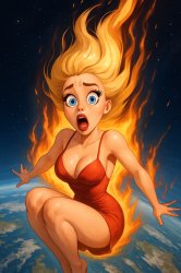 blonde woman's realization as she falls from space Meme Template