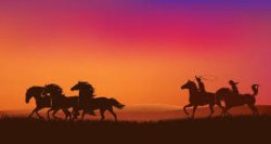 cowboy ropers chase wild horses Meme Template