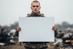 Soldier with a blank sign Meme Template