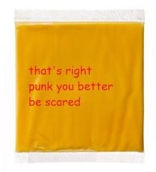 that's right punk you better be scared cheese Meme Template