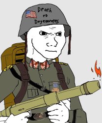 American wojak flamethrower Meme Template