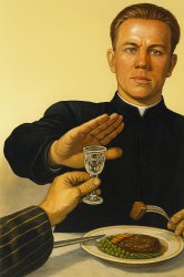 priest at table Meme Template
