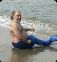 Mermaid man by the beach Meme Template