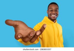 Black man holding something with open hand Meme Template