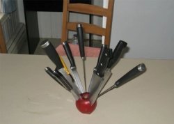 multiple knives on an apple Meme Template