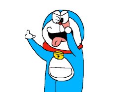 Doraemon booing with middle finger Meme Template